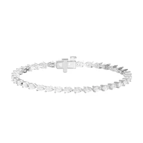 Pear Tennis Bracelet with 4.00ct of Laboratory Grown Diamonds in Sterling Silver and Platinum