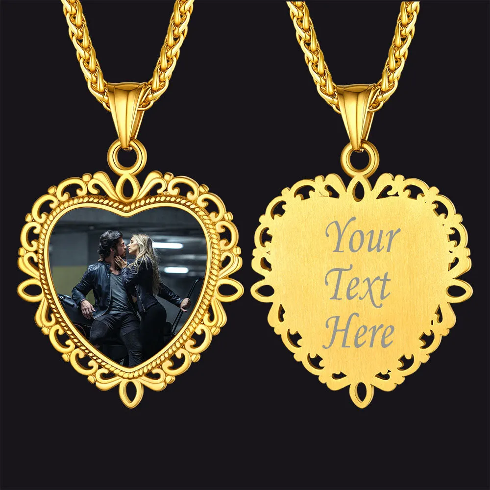 Personalized Vintage Heart Picture Necklace for Women
