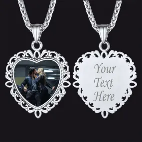 Personalized Vintage Heart Picture Necklace for Women