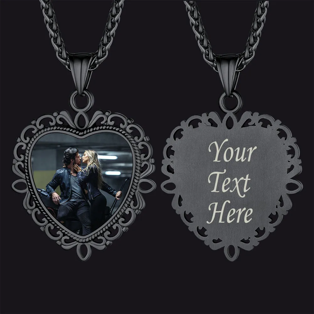 Personalized Vintage Heart Picture Necklace for Women