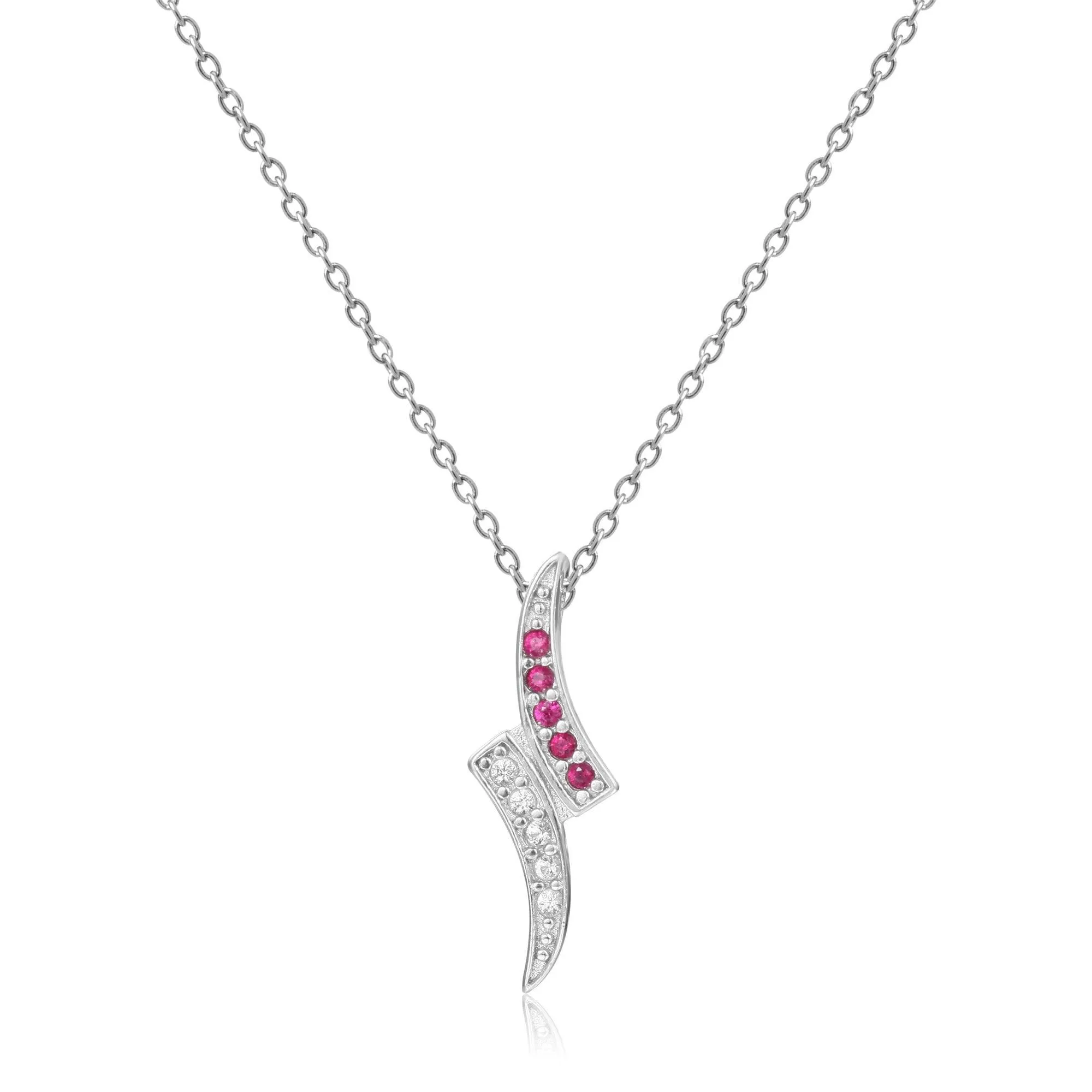 Petite Round cut Genuine Ruby Pendant Necklace with White Sapphire