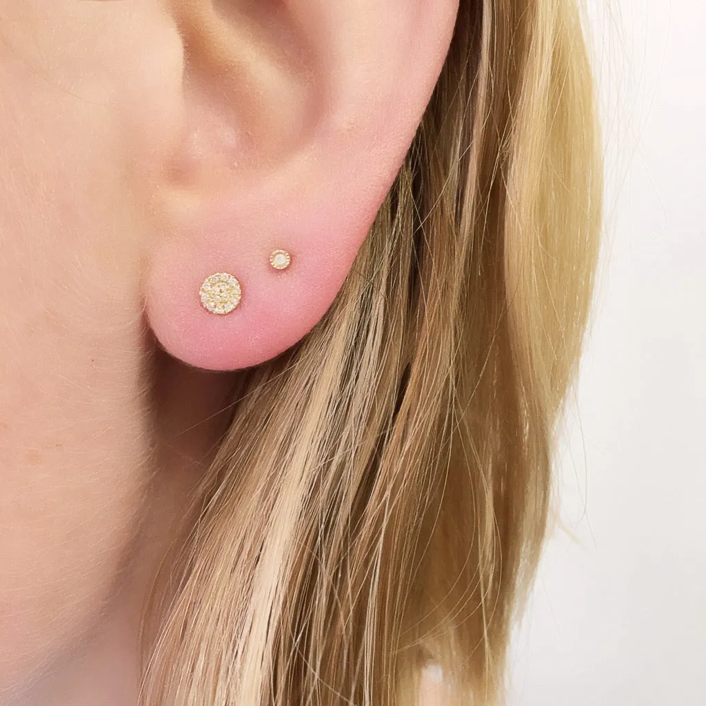 Petite Round Pave Diamond Post Earrings - 4.5mm Diameter