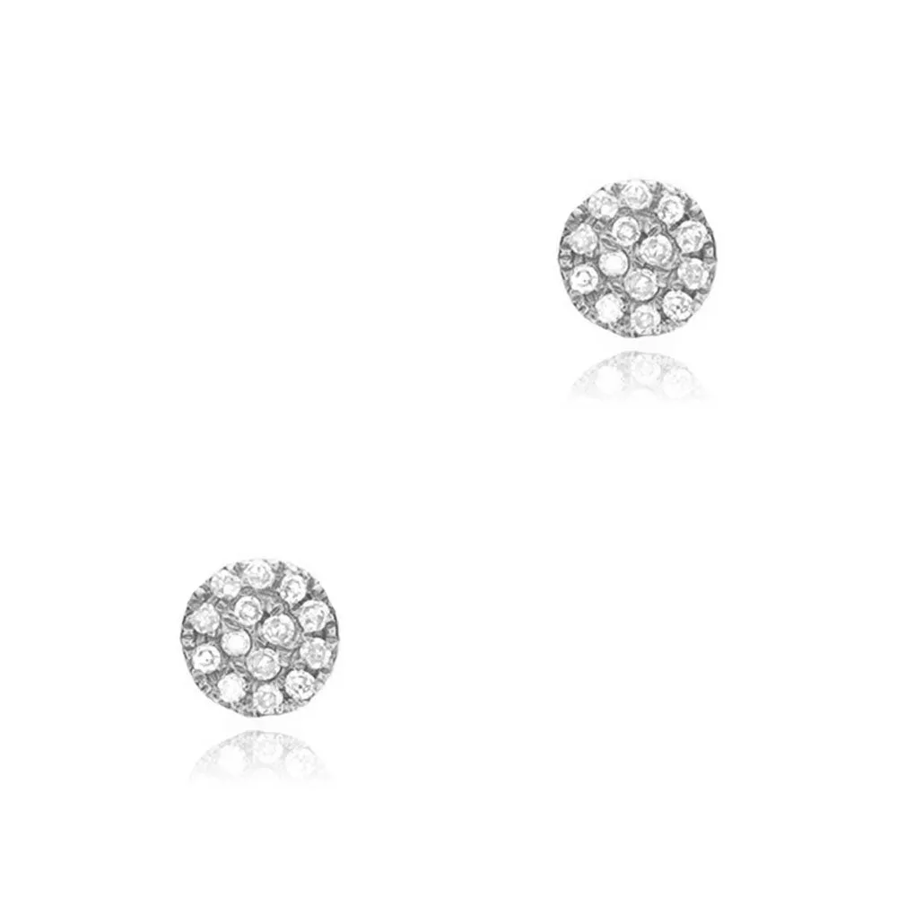 Petite Round Pave Diamond Post Earrings - 4.5mm Diameter