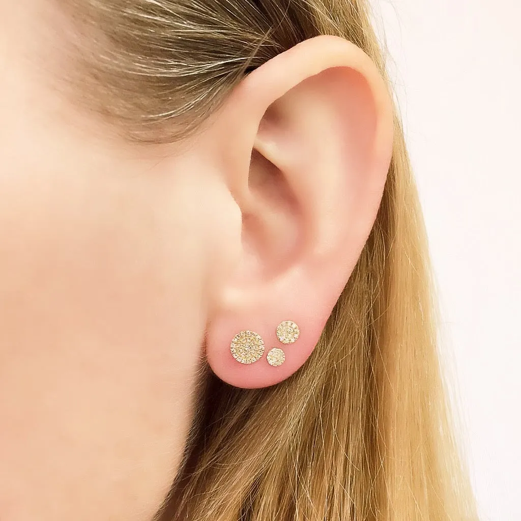 Petite Round Pave Diamond Post Earrings - 4.5mm Diameter