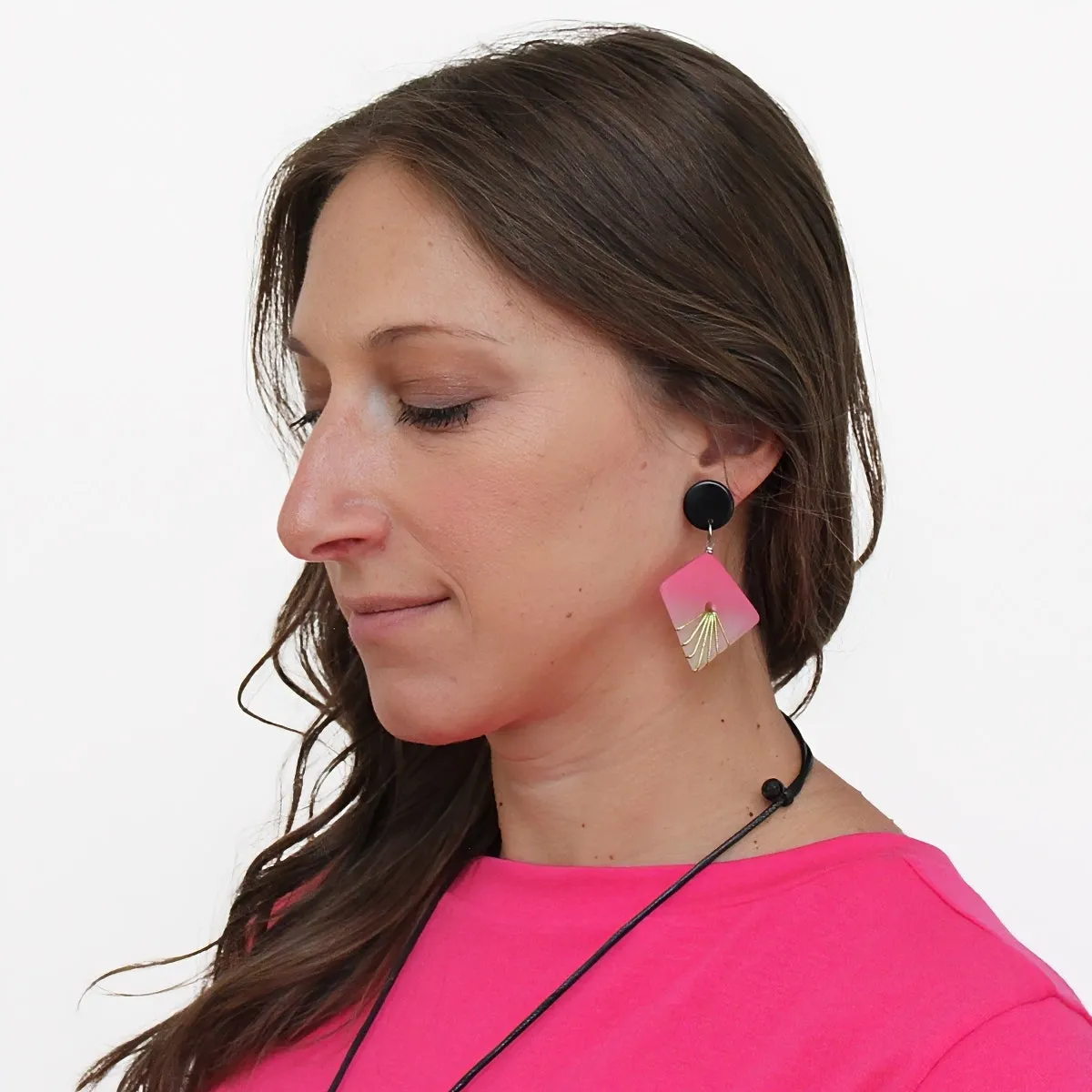 Pink and Gold Thalia Drop Earrings