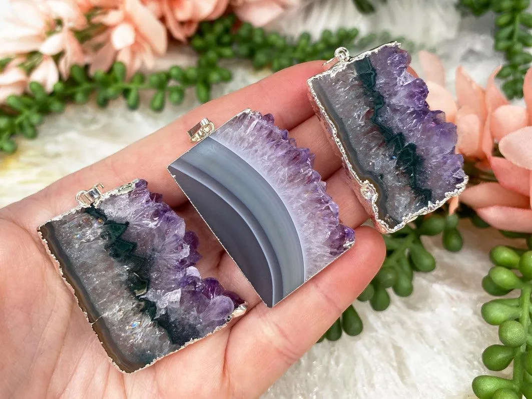 Plated Amethyst Agate Pendant