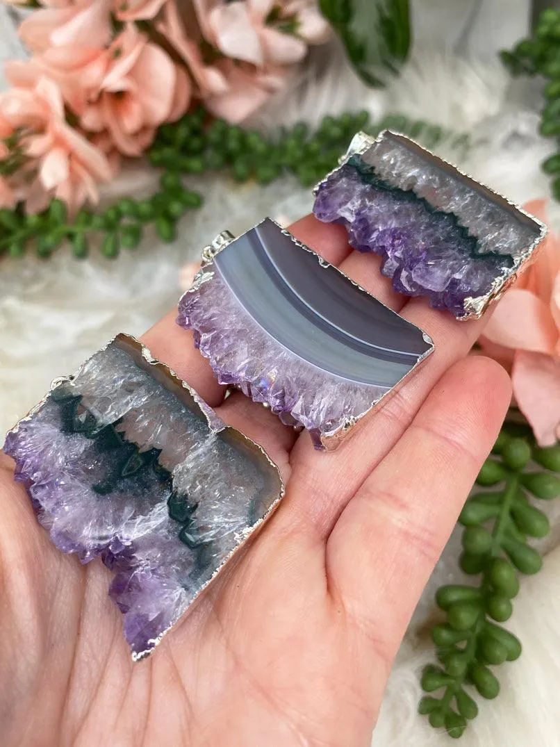 Plated Amethyst Agate Pendant