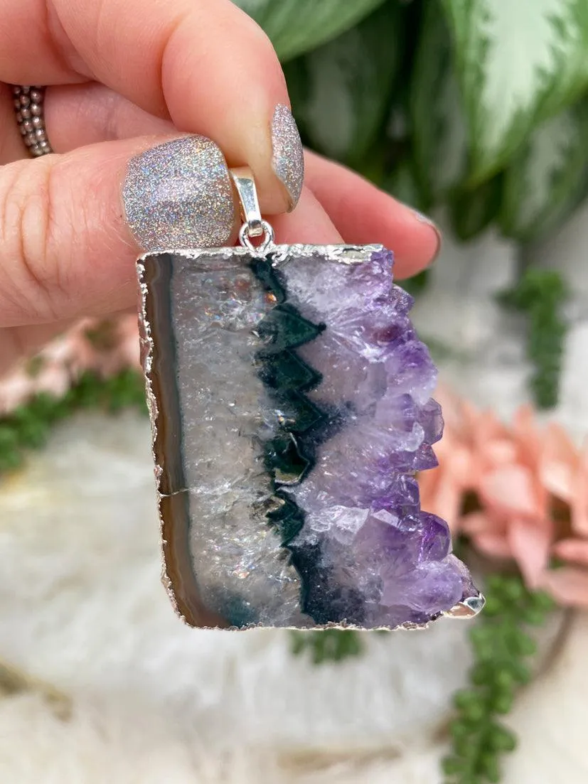Plated Amethyst Agate Pendant