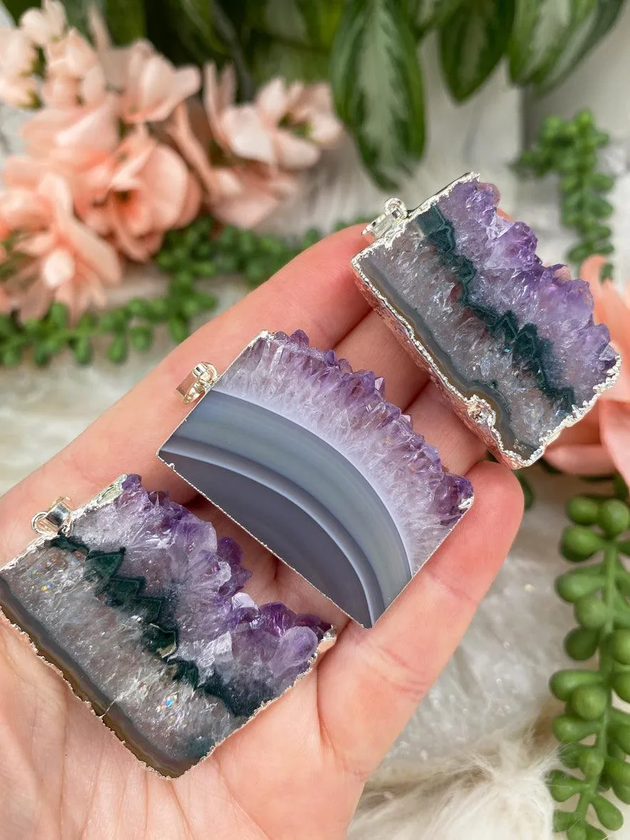 Plated Amethyst Agate Pendant