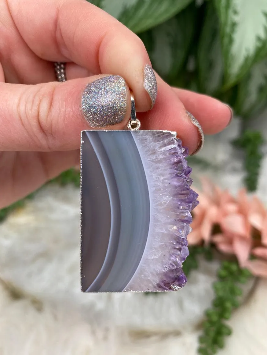 Plated Amethyst Agate Pendant