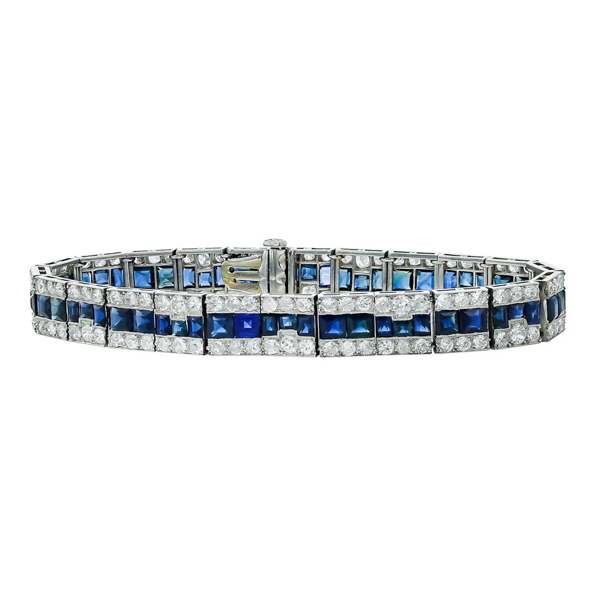 Platinum Diamond and Sapphire 7-Inch Bracelet