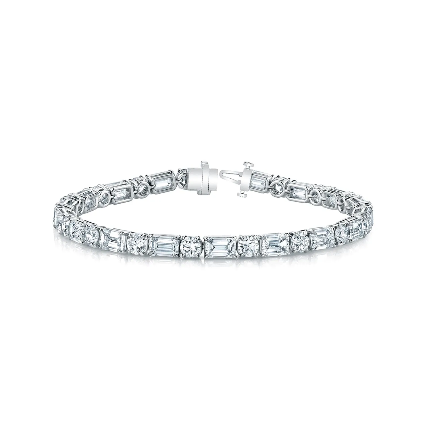 PLATINUM MIXED CUT DIAMOND TENNIS BRACELET - 8.89CTW