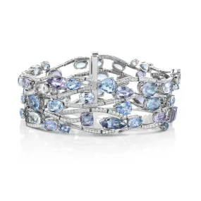 Platinum Multi-color Sapphire and Diamond Bracelet