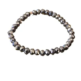 Platinum Silver Faceted Rondelle 6mm Bracelet
