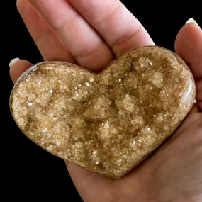 Polished Raw And Natural Citrine Druzy Heart