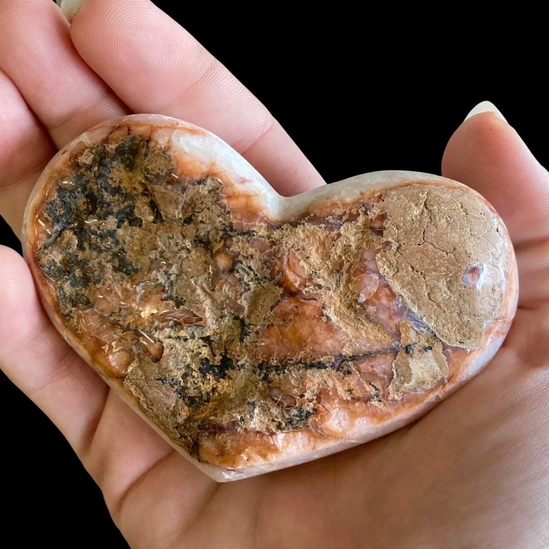 Polished Raw And Natural Citrine Druzy Heart