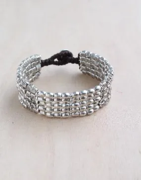 Premium Alloy Silver Barrel & Square Bracelet