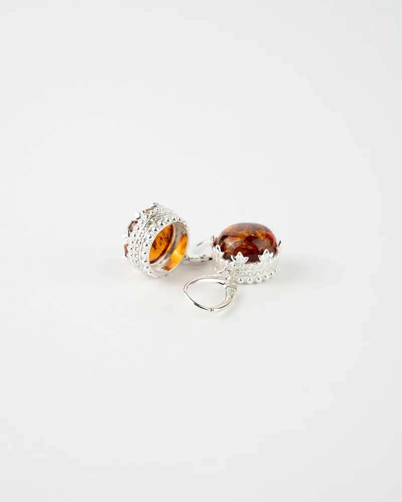 Princess Crown Hoop Drop Earrings