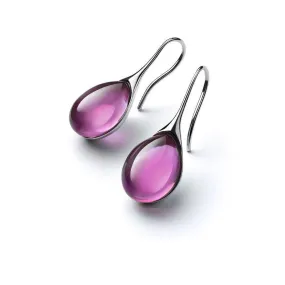 Purple  Amber Teardrop Earrings-jlt11604
