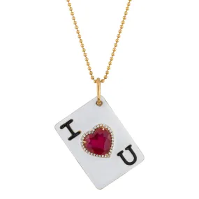 "I Love You" Ruby Necklace with Diamonds