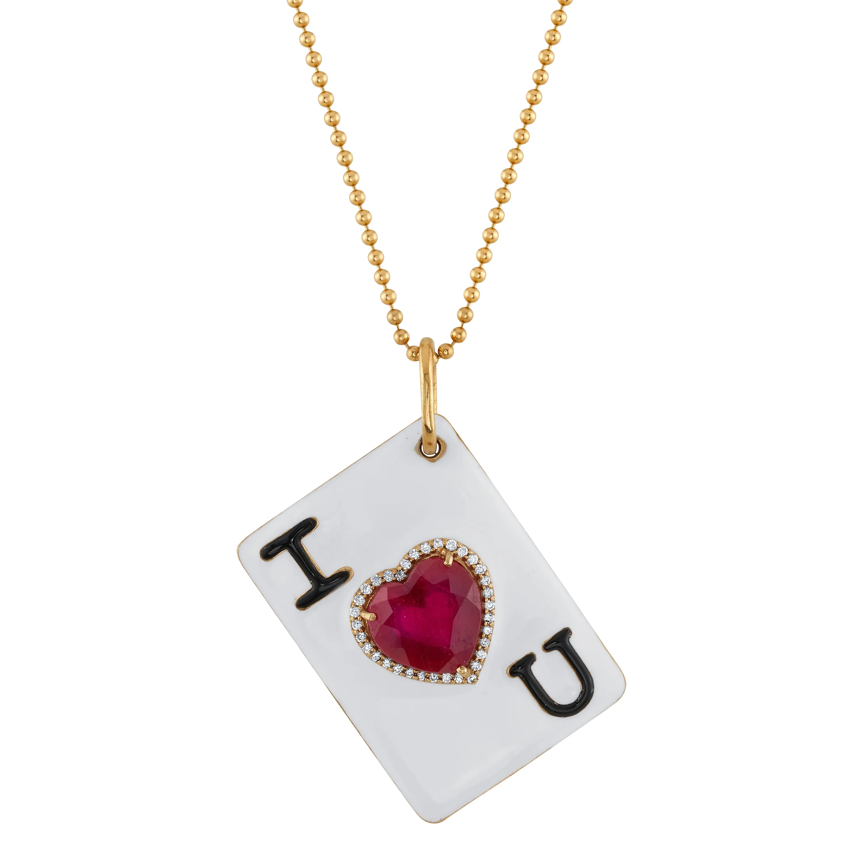 "I Love You" Ruby Necklace with Diamonds