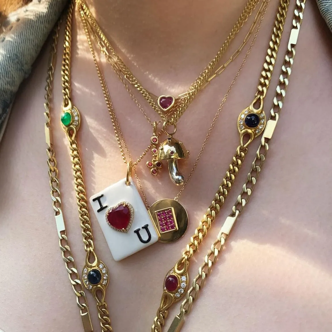 "I Love You" Ruby Necklace with Diamonds