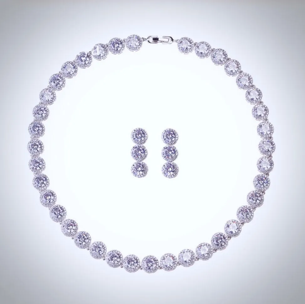 "Whitney" - Silver Cubic Zirconia Bridal Jewelry Set