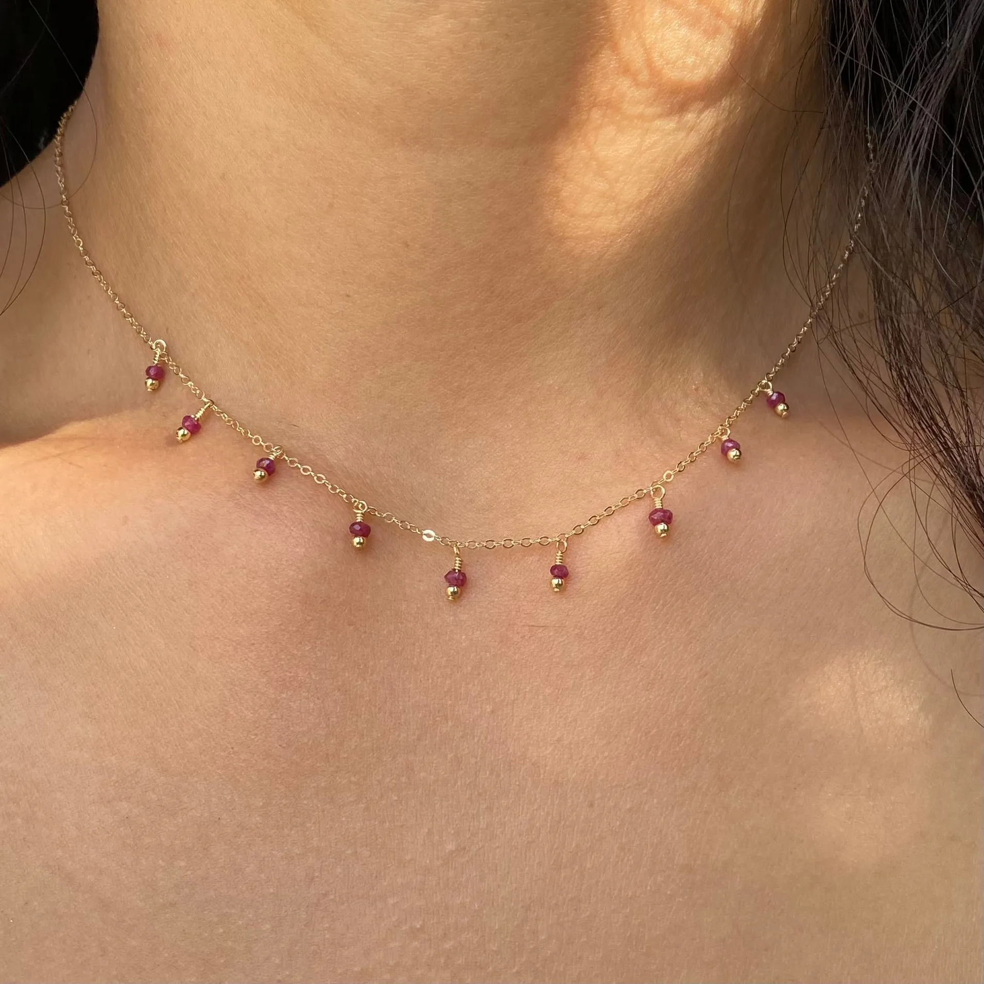 Rain Choker Necklace ~ Ruby