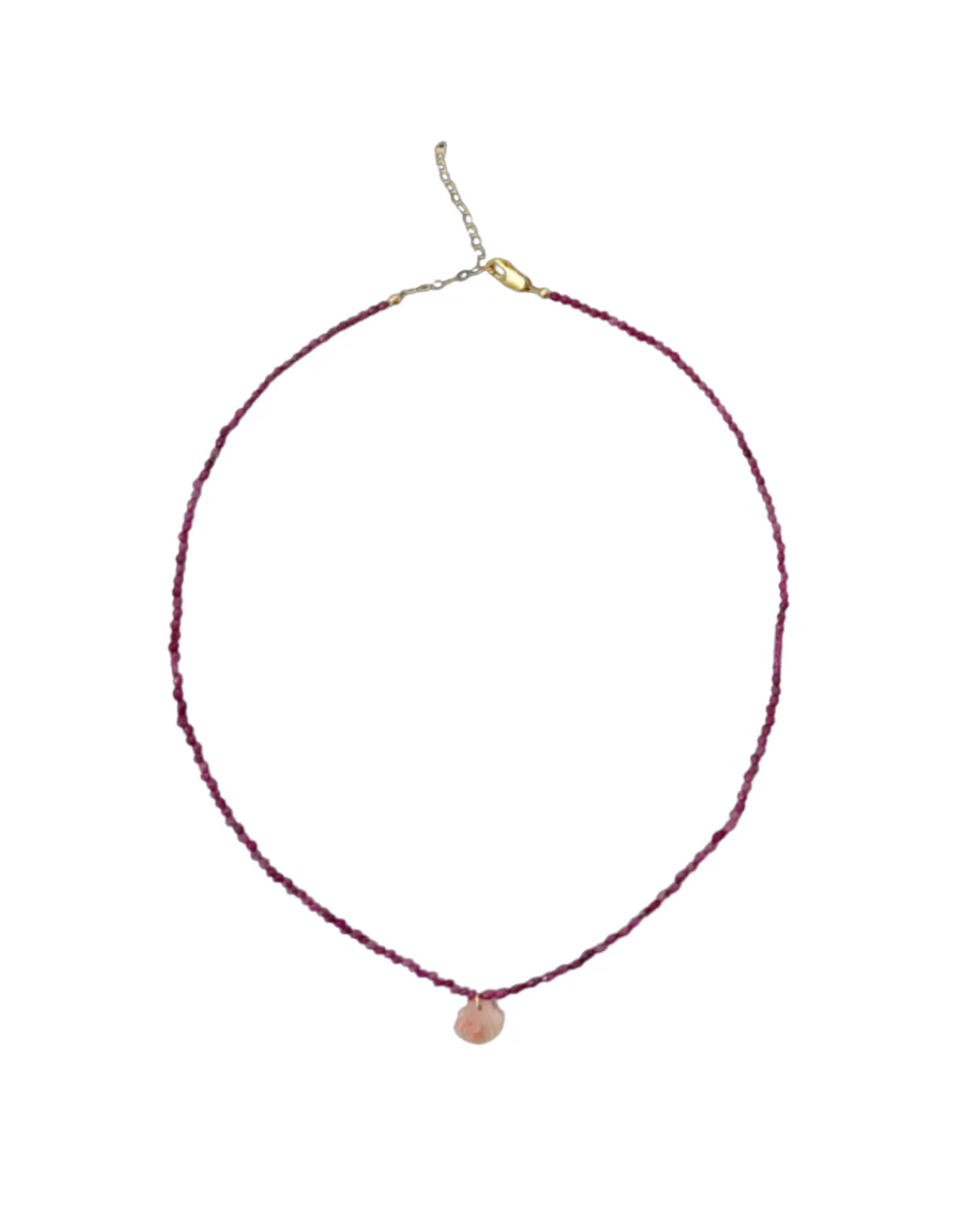 Raspberry Crystal Shell Necklace