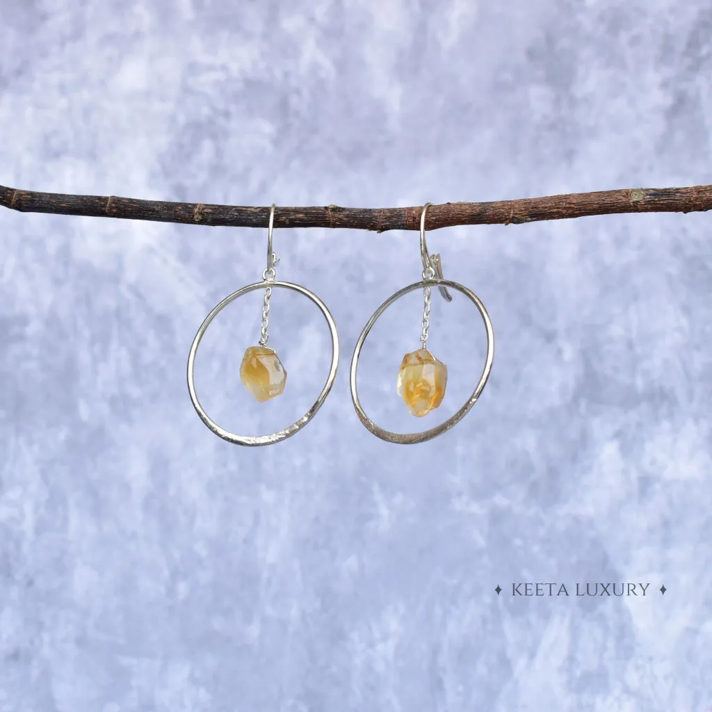 Raw & Ready - Citrine Hoop Earrings