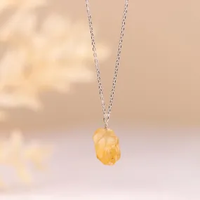 Raw Citrine Necklace with Threaded Pendant