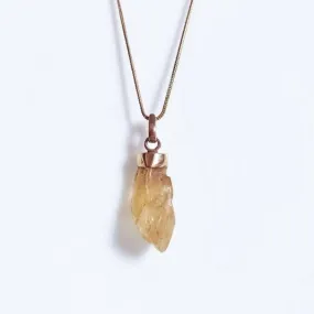 Raw Citrine Rough Stone Crystal Quartz Pendant Necklace