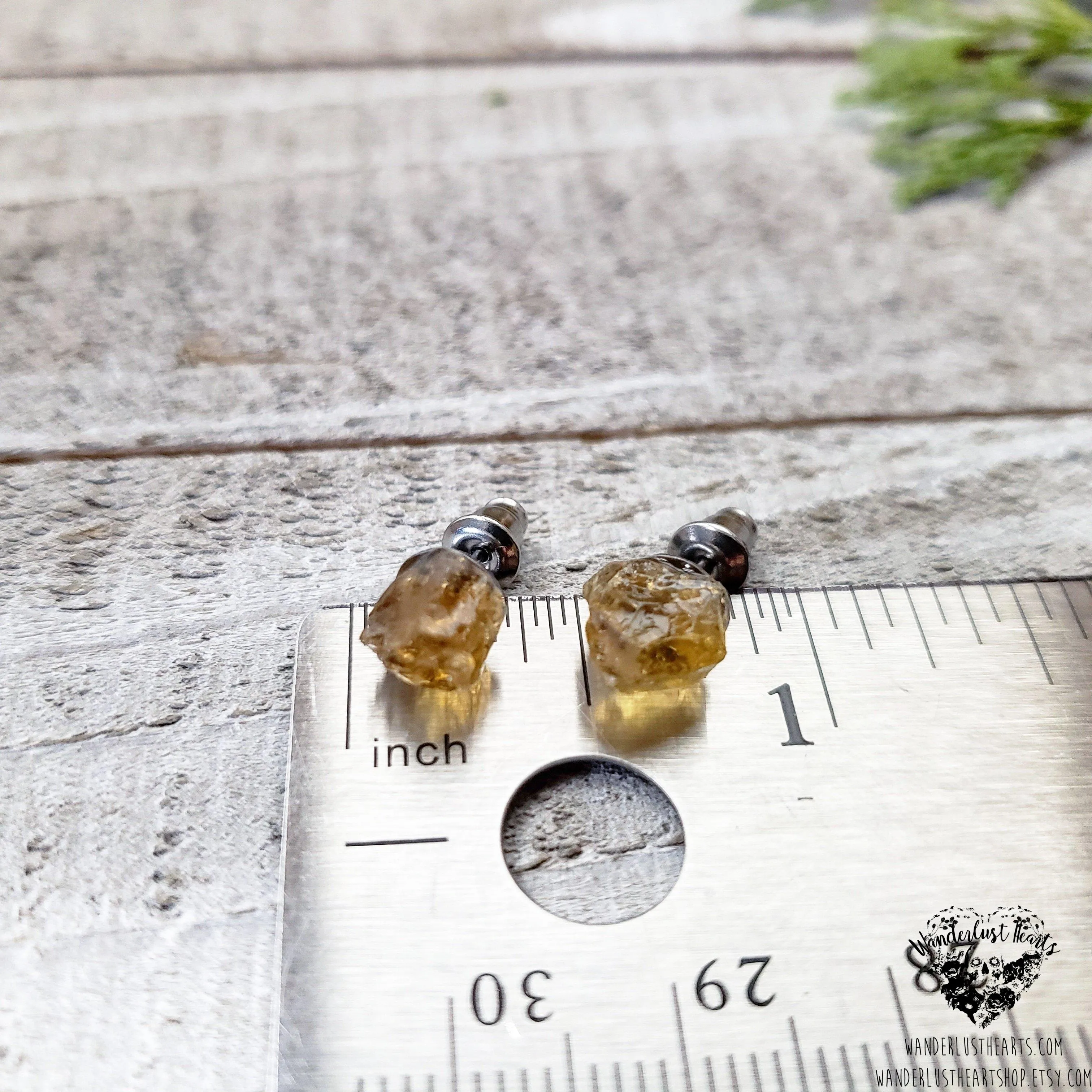 Raw Citrine stud earrings