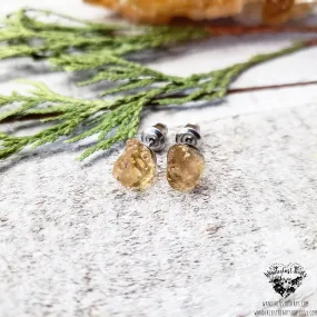 Raw Citrine stud earrings