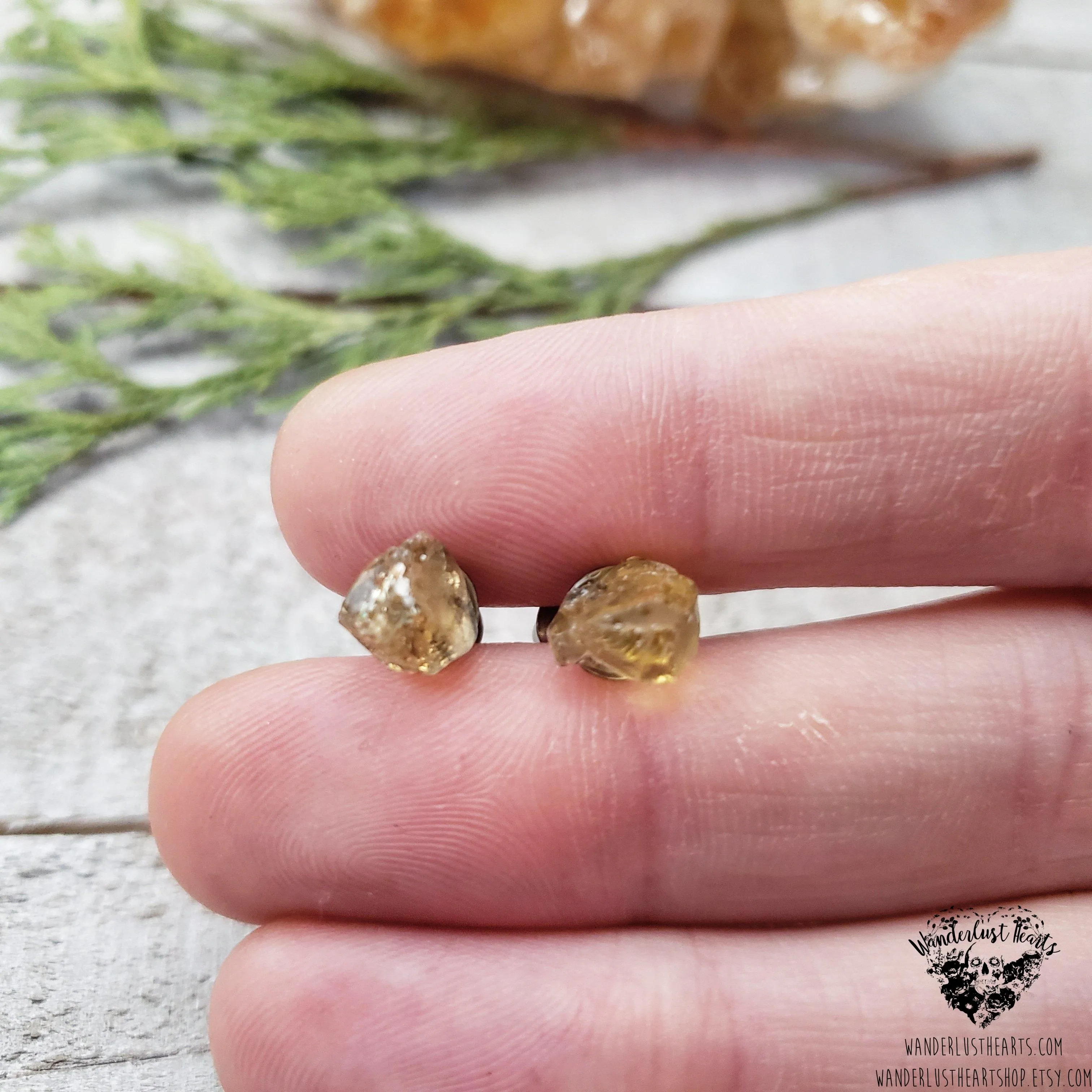 Raw Citrine stud earrings