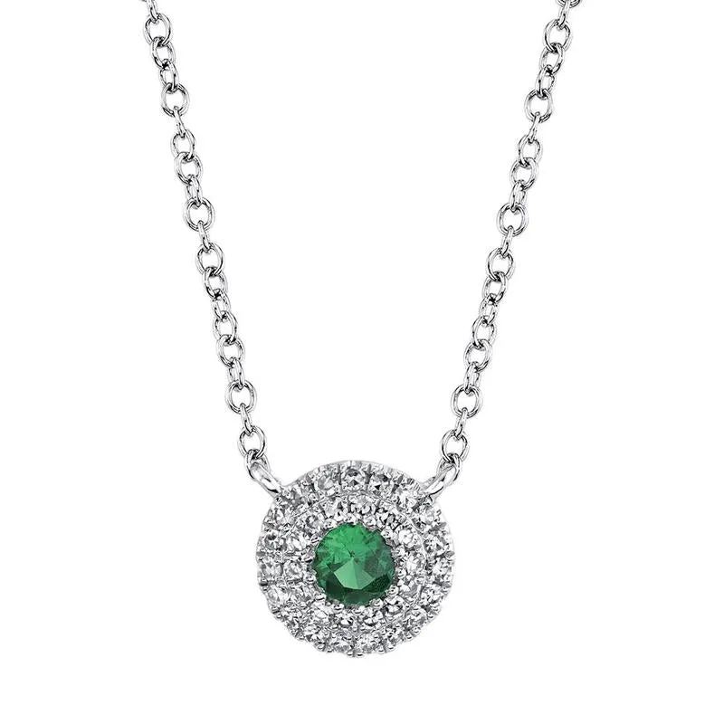 Round Green Garnet Diamond Necklace