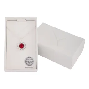 Round Pave Ruby Pendant Necklace