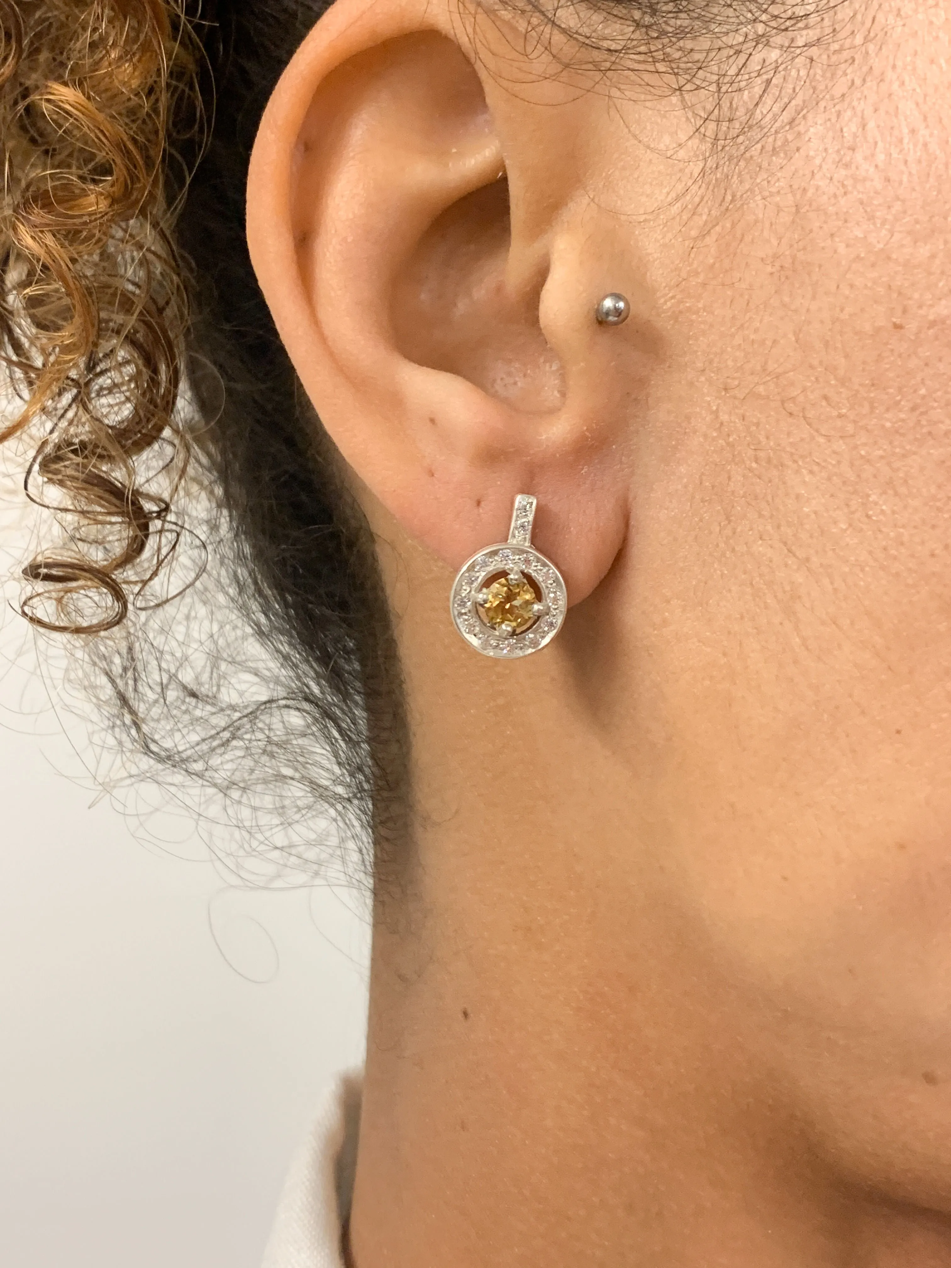 Round Yellow Earrings - Natural Citrine Earrings, November Birthstone Earrings