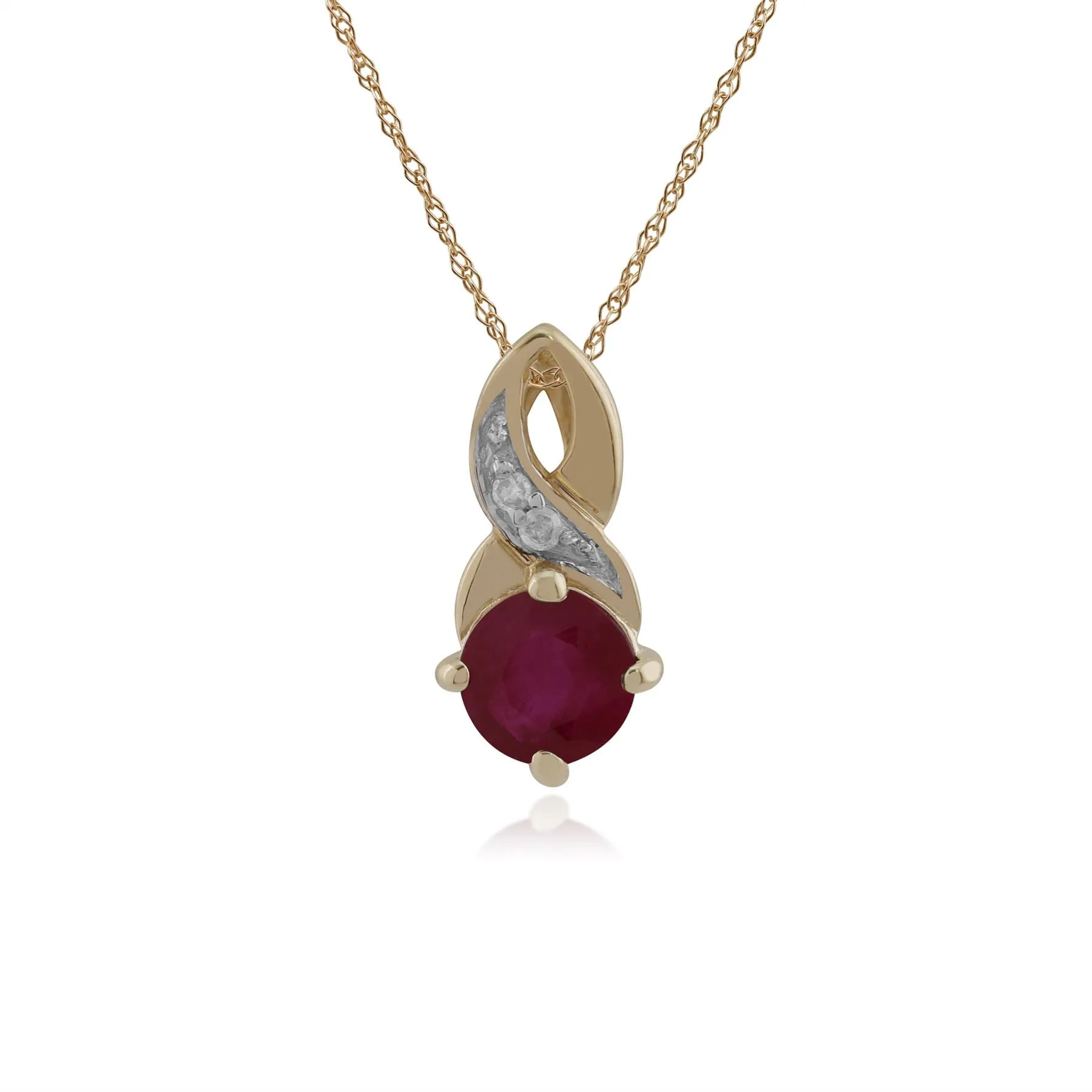 Rubin & Diamant Halskette in 9ct Gelb Gold