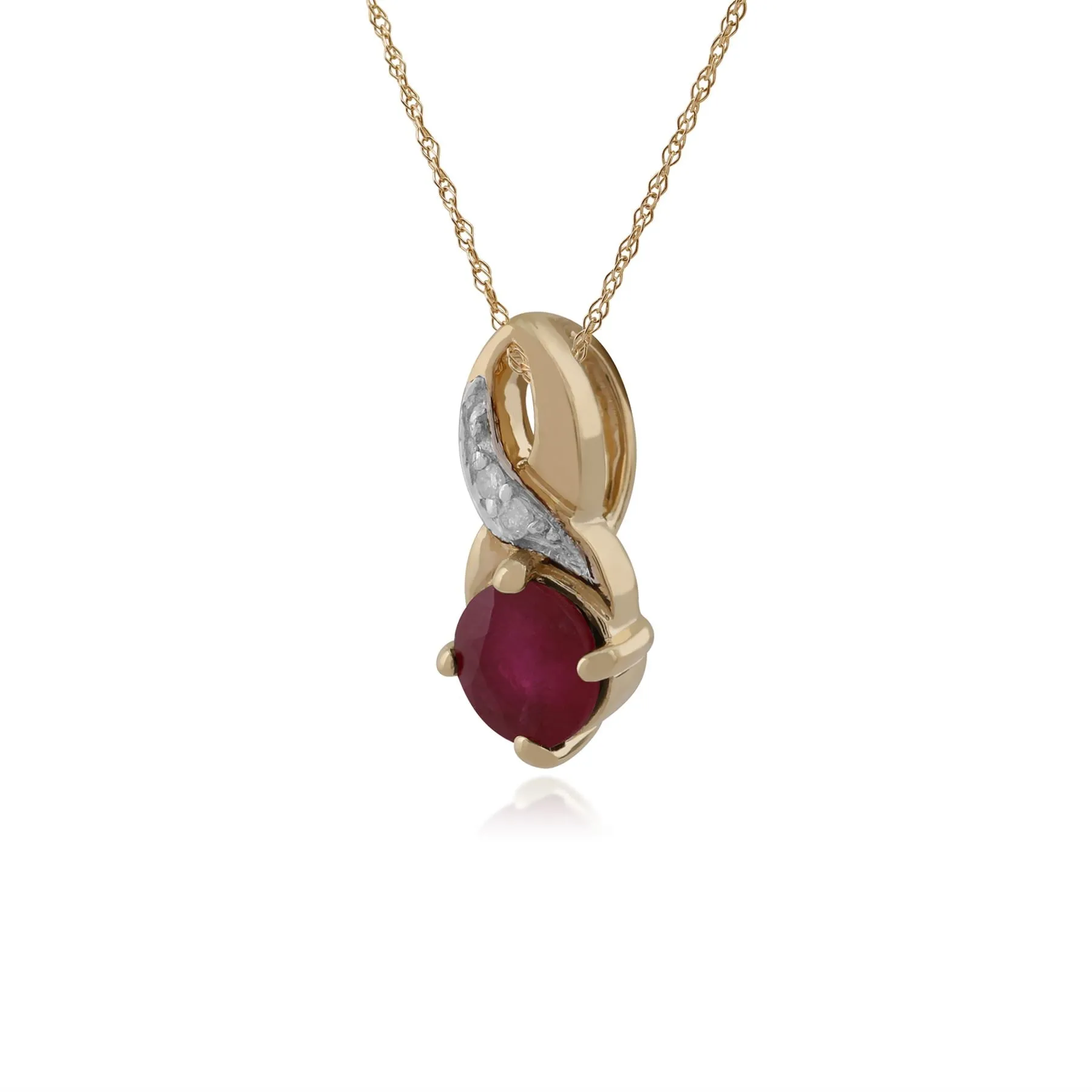 Rubin & Diamant Halskette in 9ct Gelb Gold