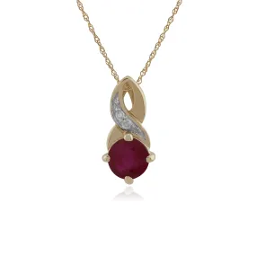 Rubin & Diamant Halskette in 9ct Gelb Gold