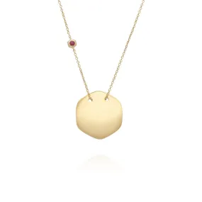 Rubin Gravur Halskette in Vergoldetem Sterling Silber