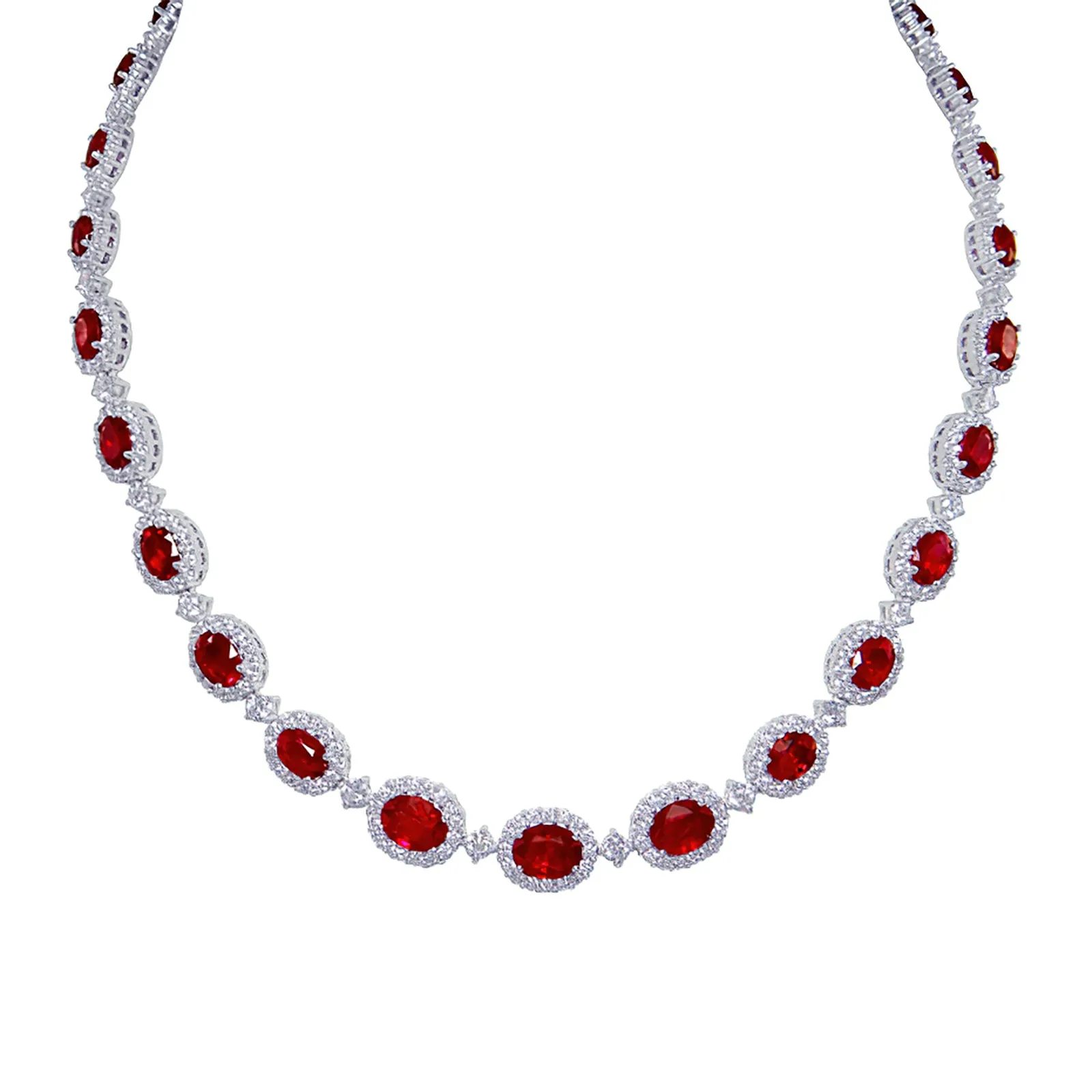 Ruby & Diamond Graduated Halo Necklace