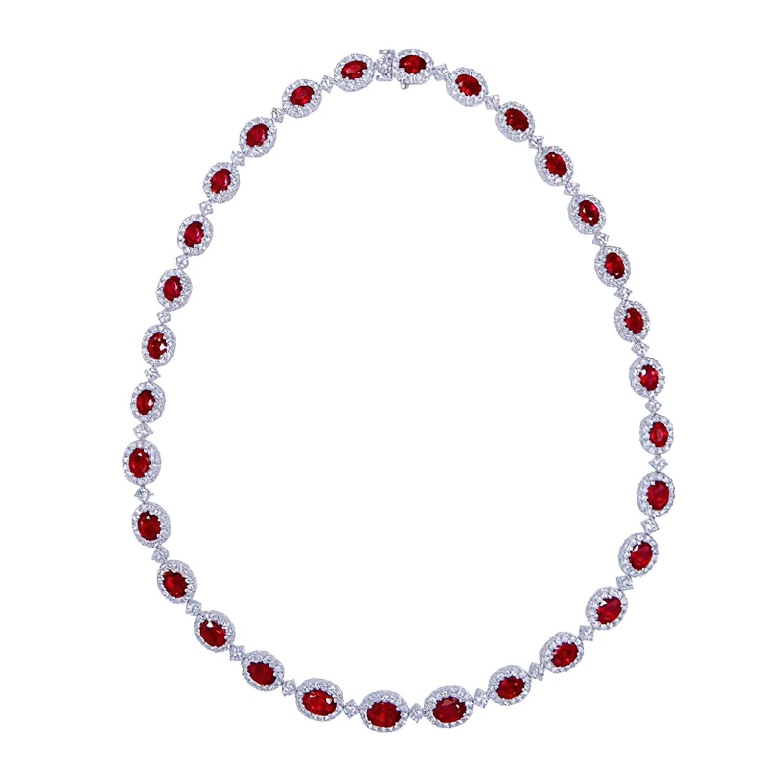 Ruby & Diamond Graduated Halo Necklace
