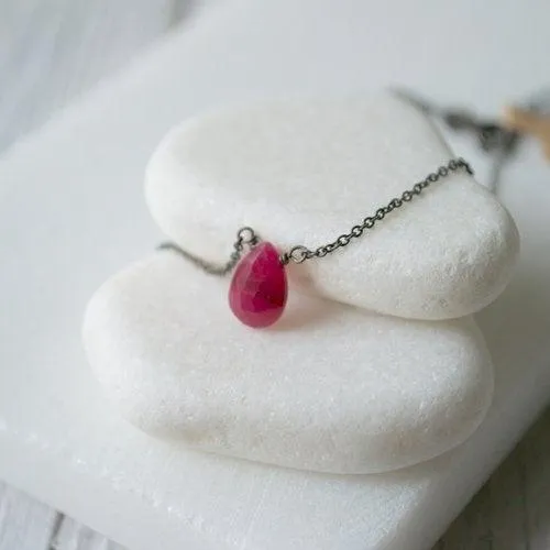 Ruby & Oxidized Silver Necklace