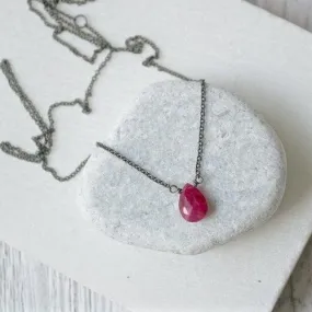 Ruby & Oxidized Silver Necklace
