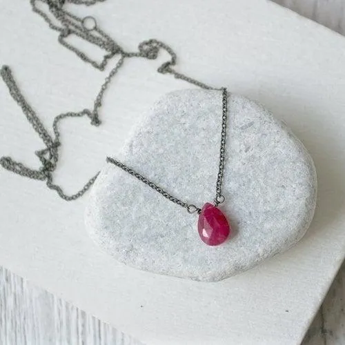 Ruby & Oxidized Silver Necklace