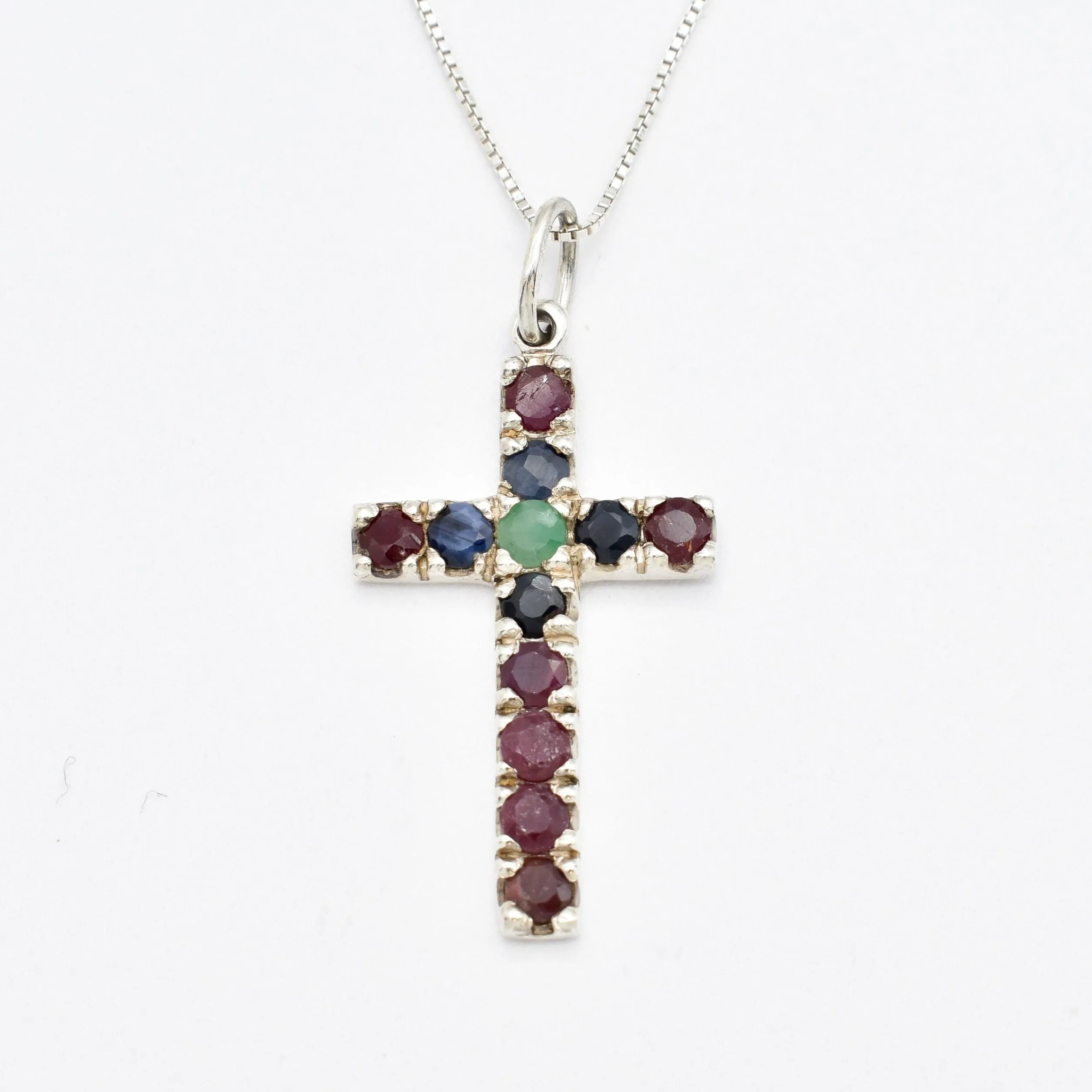 Ruby Cross Pendant - Red Cross Necklace - July Birthstone Necklace