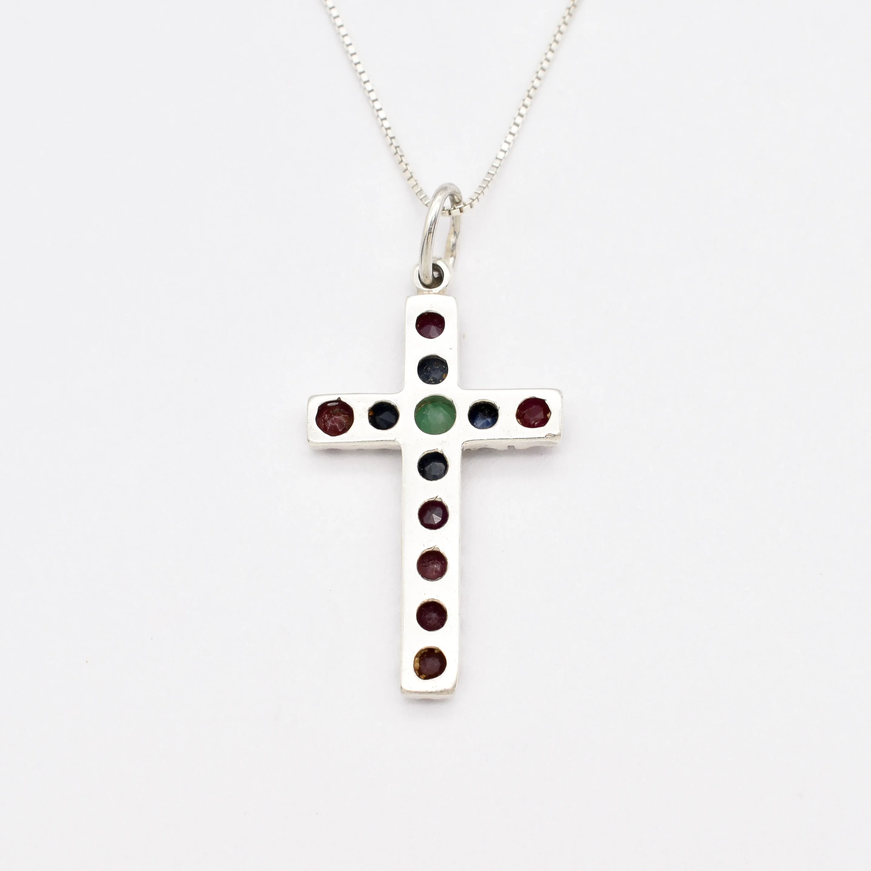 Ruby Cross Pendant - Red Cross Necklace - July Birthstone Necklace