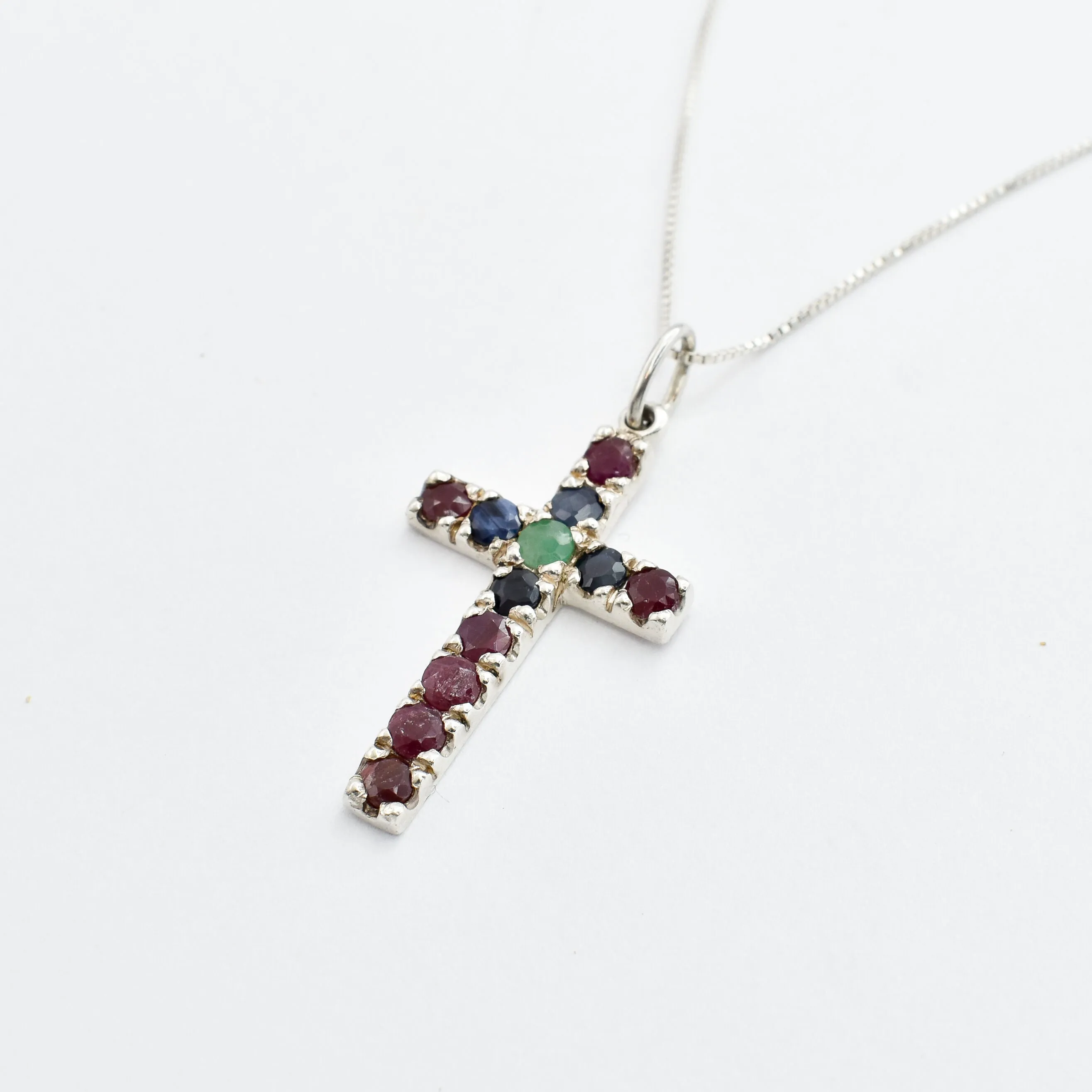 Ruby Cross Pendant - Red Cross Necklace - July Birthstone Necklace